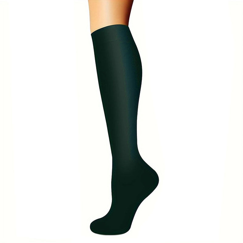 Women's Calf Length Compression Sports Socks - Anti-Slip, Sweat-absorbent, Solid & Polka Dots