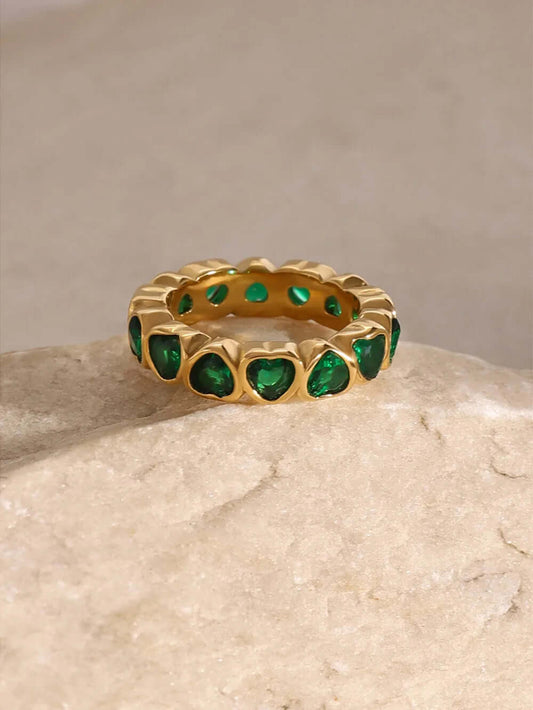 Women's Beautiful 18K Gold-Plated Inlaid Zircon Ring