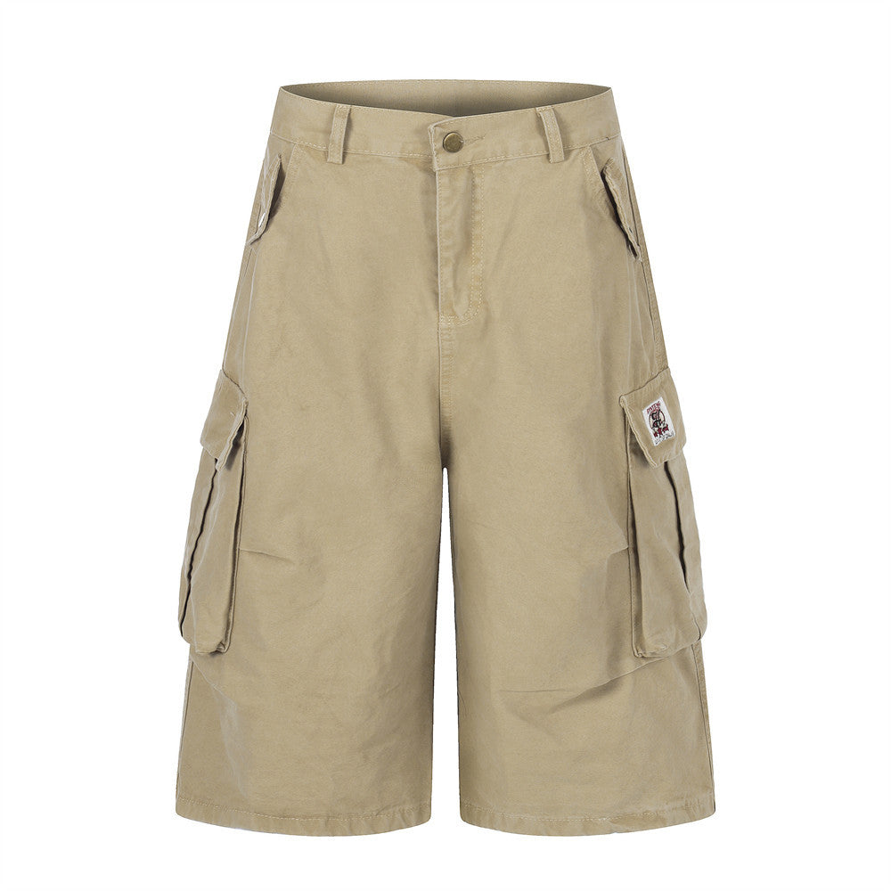 Mens Solid Loose Workwear Shorts - Durable Pure Cotton Multi Pockets Cargo Shorts 💪