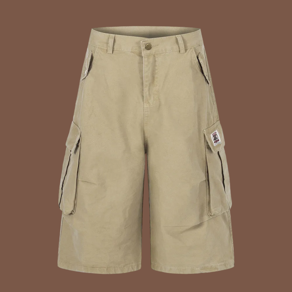 Mens Solid Loose Workwear Shorts - Durable Pure Cotton Multi Pockets Cargo Shorts 💪