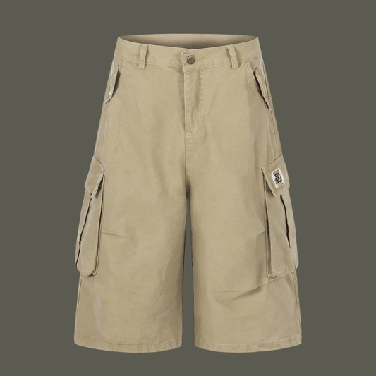 Men's Solid Loose Workwear Shorts - Durable Pure Cotton Multi Pockets Cargo Shorts 💪