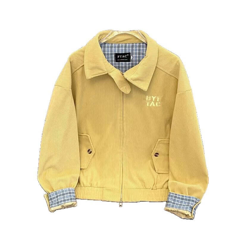 Popular Warm Corduroy Loose Fit Jacket 🧥 Unisex Colors, Fold Up Button Collar, Snug Waist & Cuffs