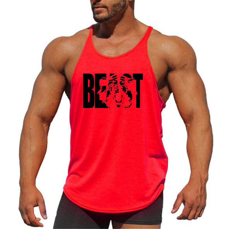 Men's Popular BEAST Tank Top - Fitness Sports Vest Slim Shoulder Strap Cotton Gym Tank Top 🏋️‍♀️💪