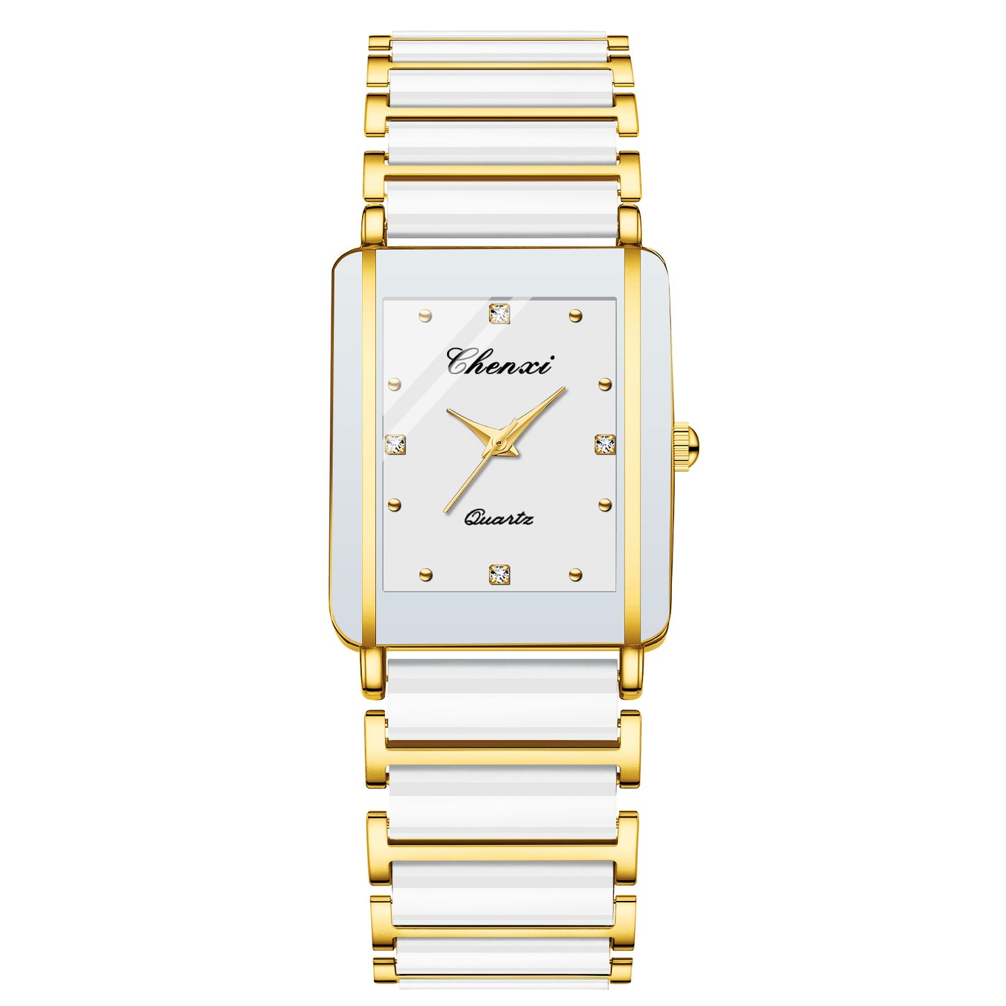 Gorgeous Square Couples Watches - Ceramic Quartz Reinforced Glass, Waterproof, in Gold, Silver, Black ⌚️