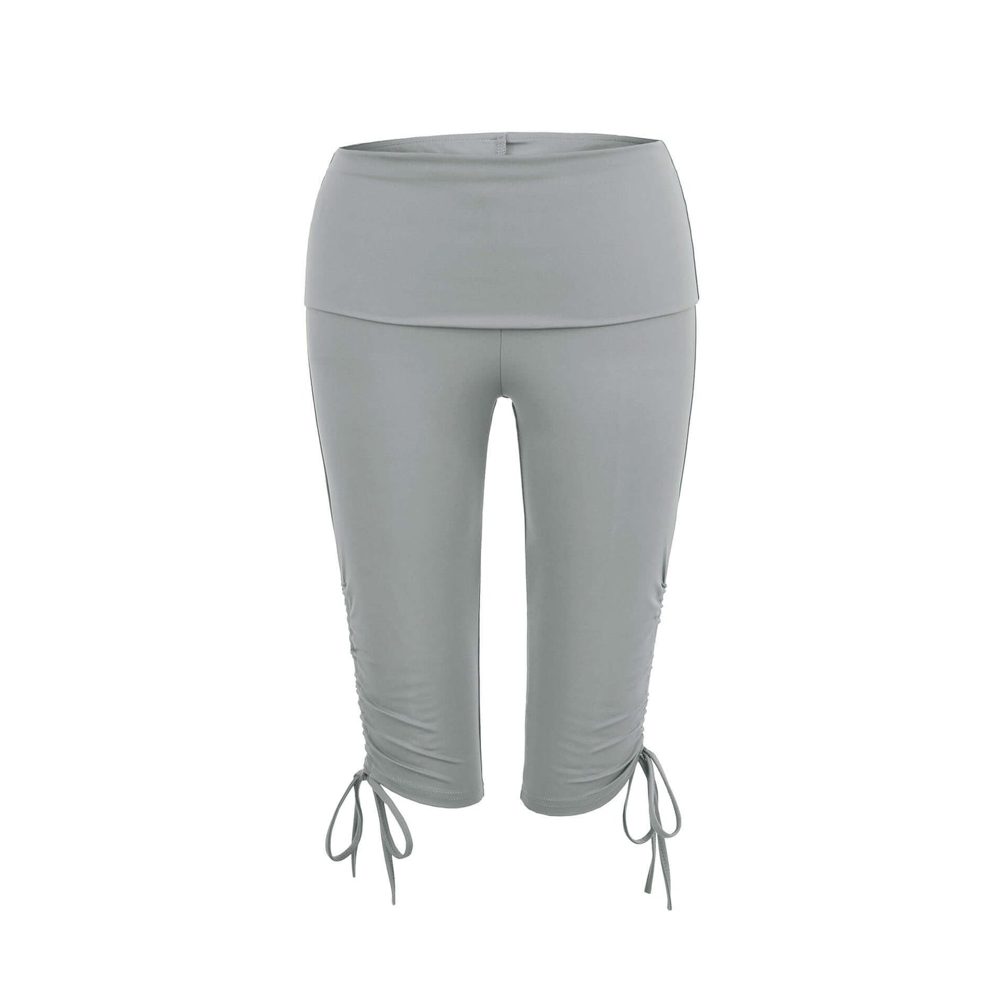 Trendy Elastic Slim-Fit Mid-Length Yoga Pants - Colorful Options with High-Waist and Side Drawstring