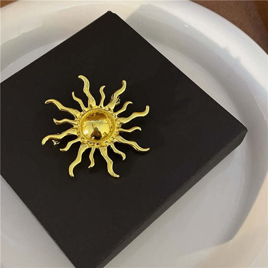 Fashion Accessories Polished Sun Shaped Brooch
