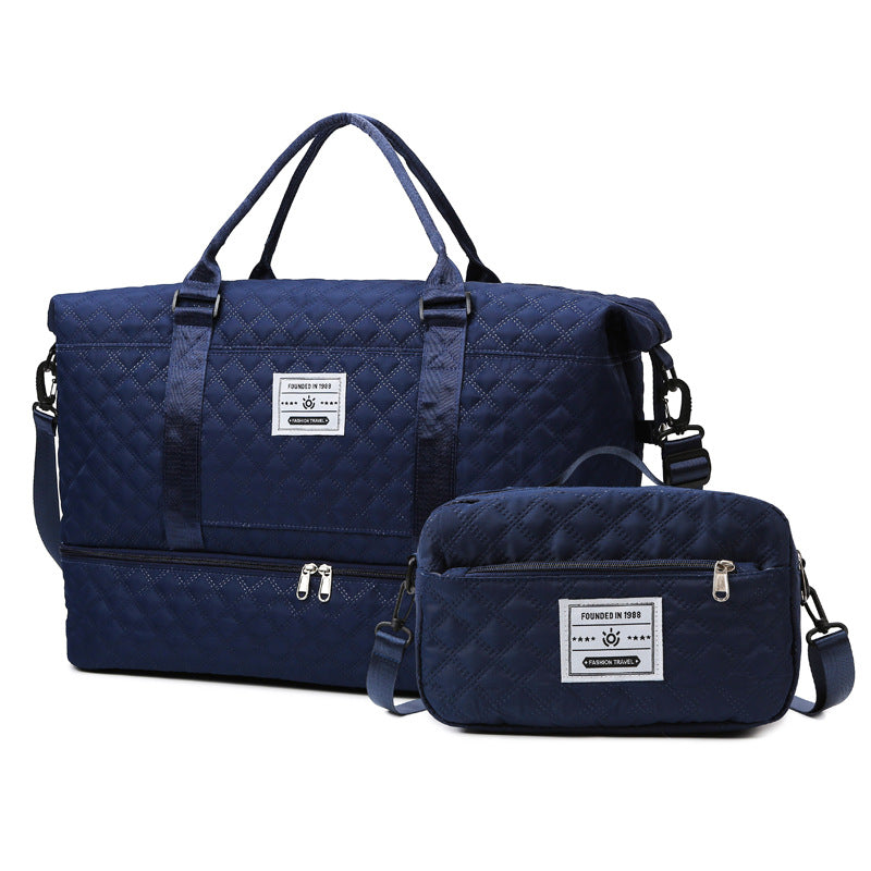 Large Capacity Sports and Yoga 2 Bag SET - Quilted Dry-Wet Separation Shoe Compartment Travel Bag