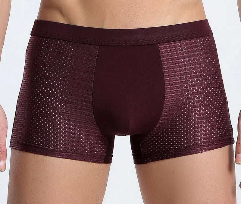 Men's 4 PACK Popular Ice Silk Flat Corner Underwear - Sporty Quick-Drying Breathable Mesh Thin Comfort