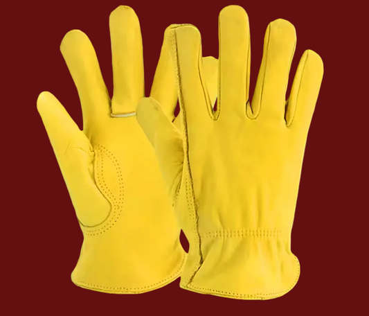 Premium Quality Leather Protection Work Gloves - Durable Non-Slip Cowhide Protection ๐ช