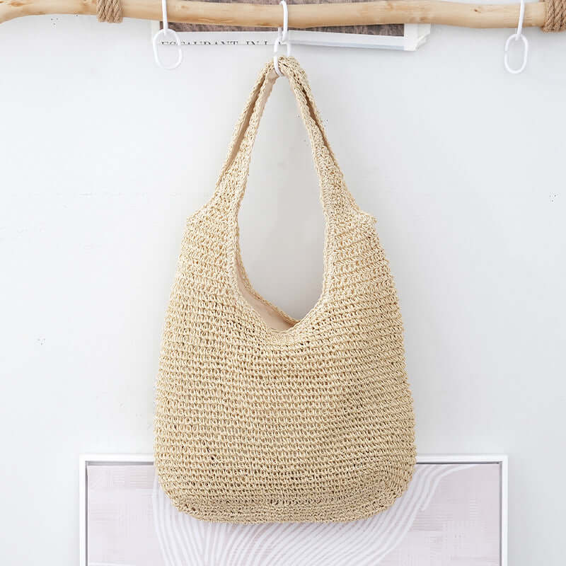Versatile Woven Handbag - Practical Urban Minimalist Vacation Zipper Tote