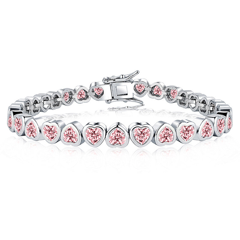Gorgeous Rotating Heart Pattern Trimmed Love Bracelet 💝 Heart Shaped Zirconia & Electroplated Gold