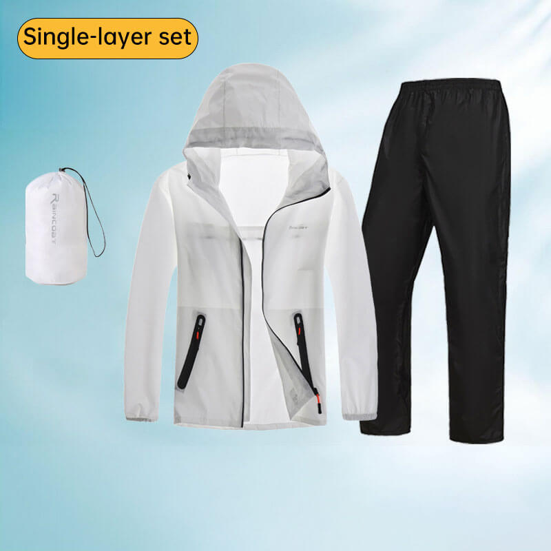 Smart Design Unisex Rain Suit - Excellent Stay-Dry Protection - Lightweight Waterproof Jacket & Pants SET