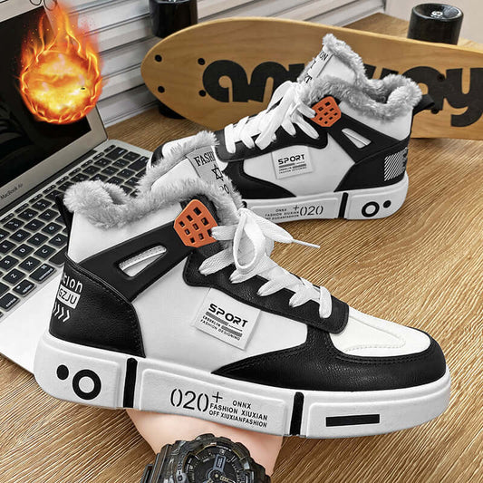 Men's Plush Warm Non Slip High Top Sneakers