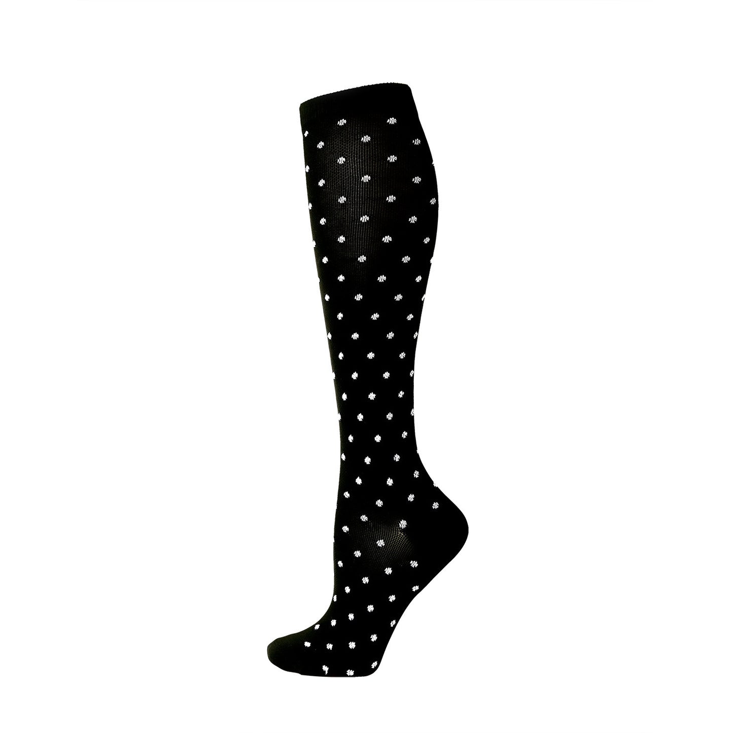 Women's Calf Length Compression Sports Socks - Anti-Slip, Sweat-absorbent, Solid & Polka Dots