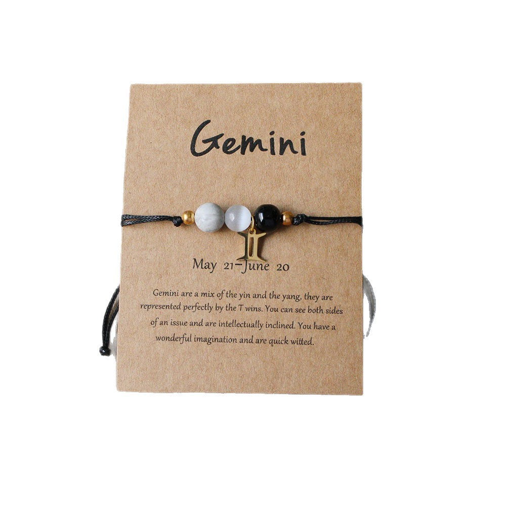 Super Cool Zodiac Beaded Bracelet - Natural Stone Beaded Tiger's Eye with Zodiac Picture Card 😎