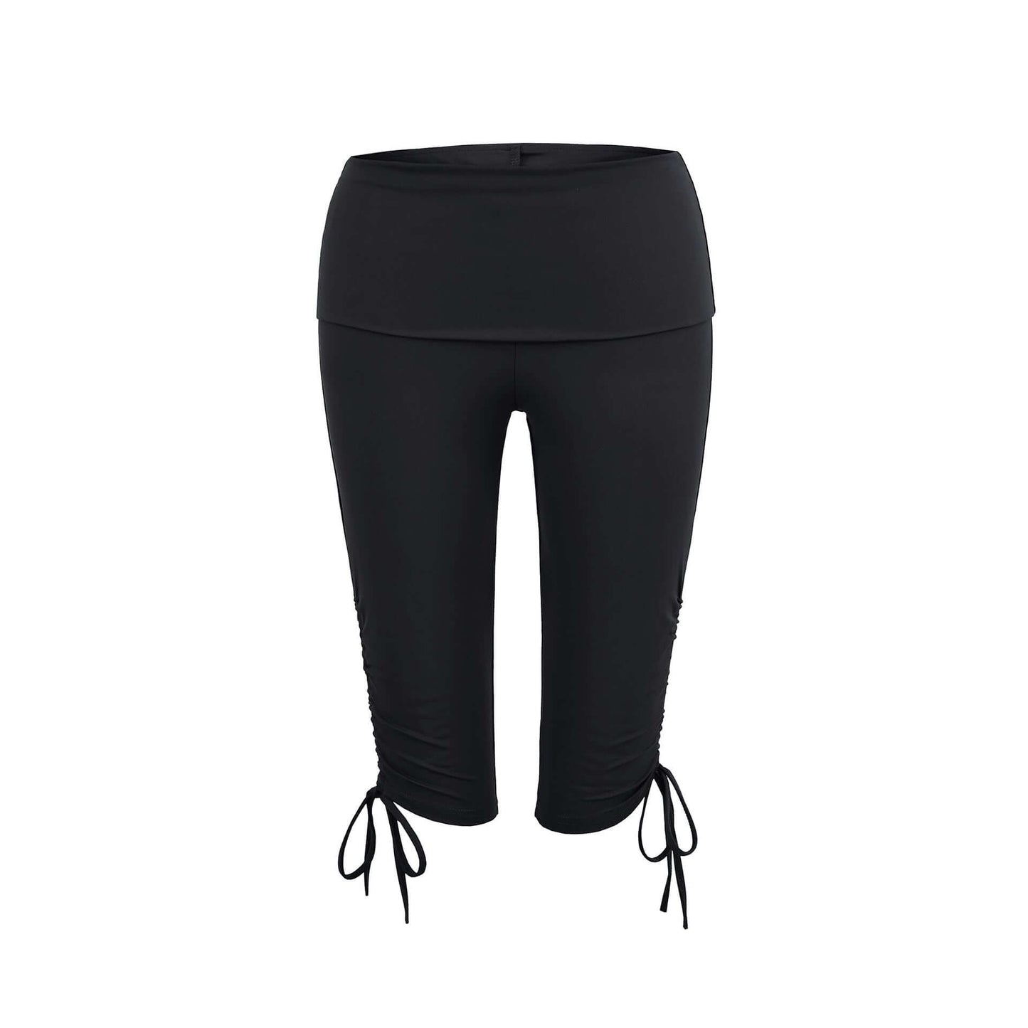 Trendy Elastic Slim-Fit Mid-Length Yoga Pants - Colorful Options with High-Waist and Side Drawstring