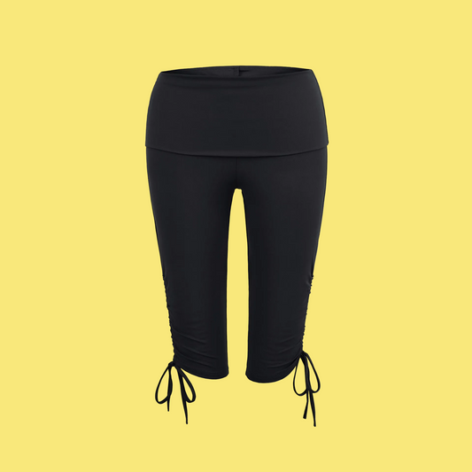 Trendy Elastic Slim-Fit Mid-Length Yoga Pants - Colorful Options with High-Waist and Side Drawstring