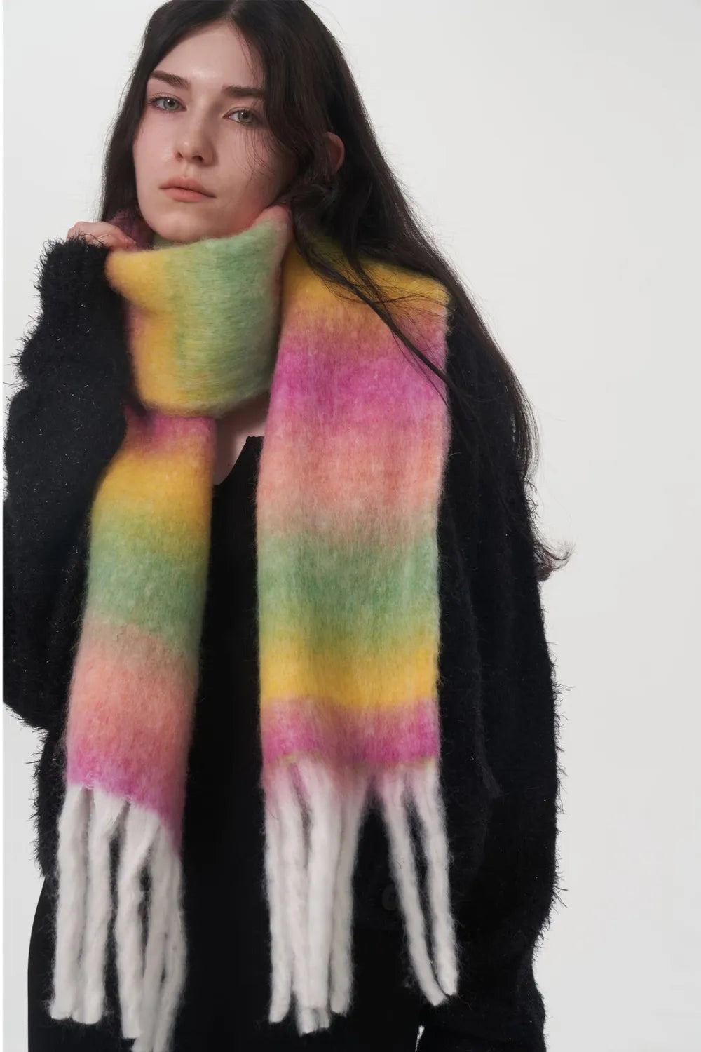 GIANT Thick Gradient Thermal Scarf with Fringes ♨️🧣 Warm Seasonal Comfort, Buy 2, Save More ! ✂️🔖