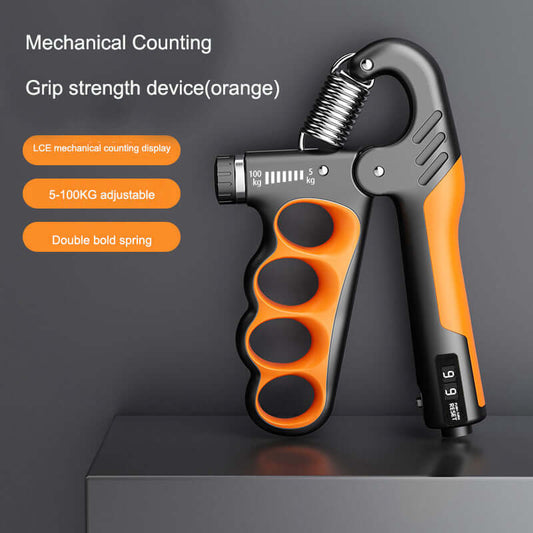 Muscle & Strength Building Adjustable Grip - Comfy Finger Slots & Auto Counter