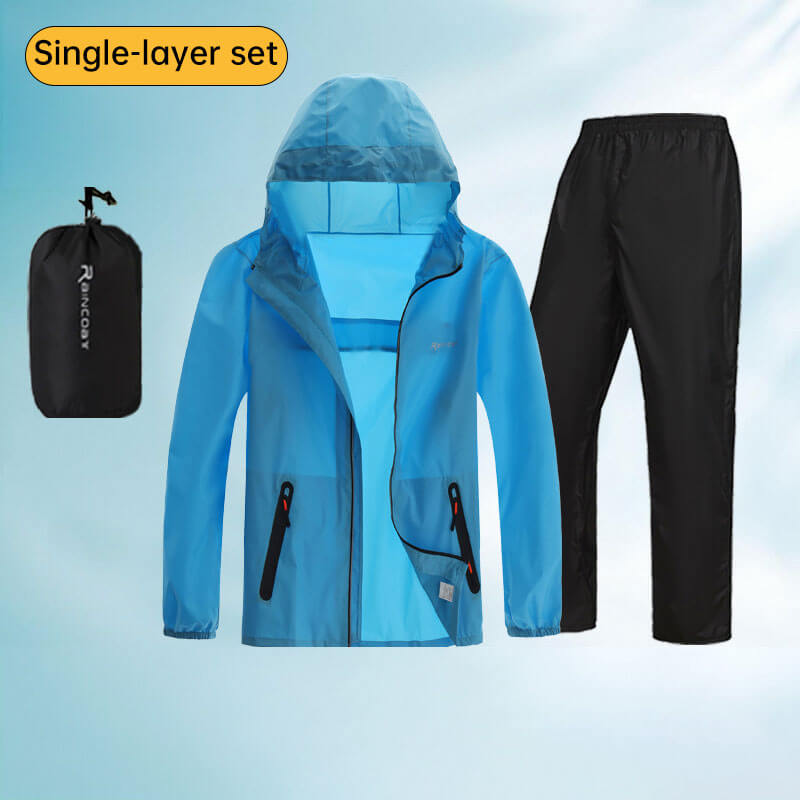 Smart Design Unisex Rain Suit - Excellent Stay-Dry Protection - Lightweight Waterproof Jacket & Pants SET