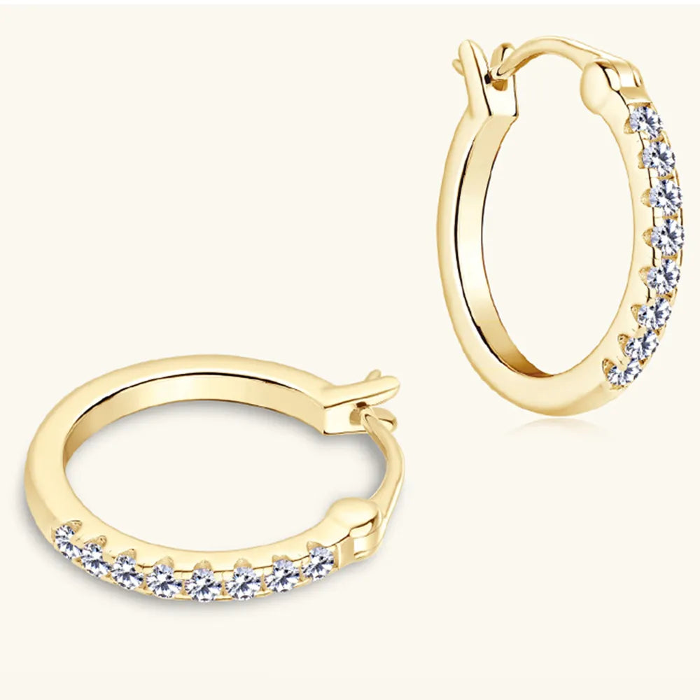 Moissanite Huggie Earrings - Stunning and Luxurious Gold and 925 Sterling Silver