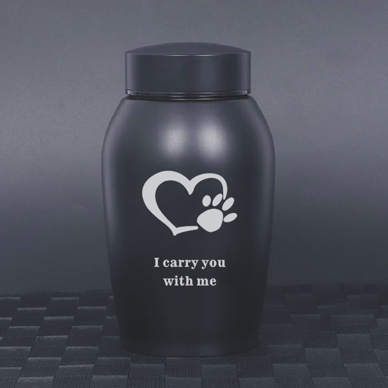 Durable Stainless Steel Pet Memorial Urn 🐾 Black Portable & Moisture-Proof Ash Keepsake Designed for Small Pets