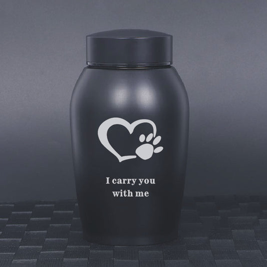 Durable Stainless Steel Pet Memorial Urn 🐾 Black Portable & Moisture-Proof Ash Keepsake Designed for Small Pets