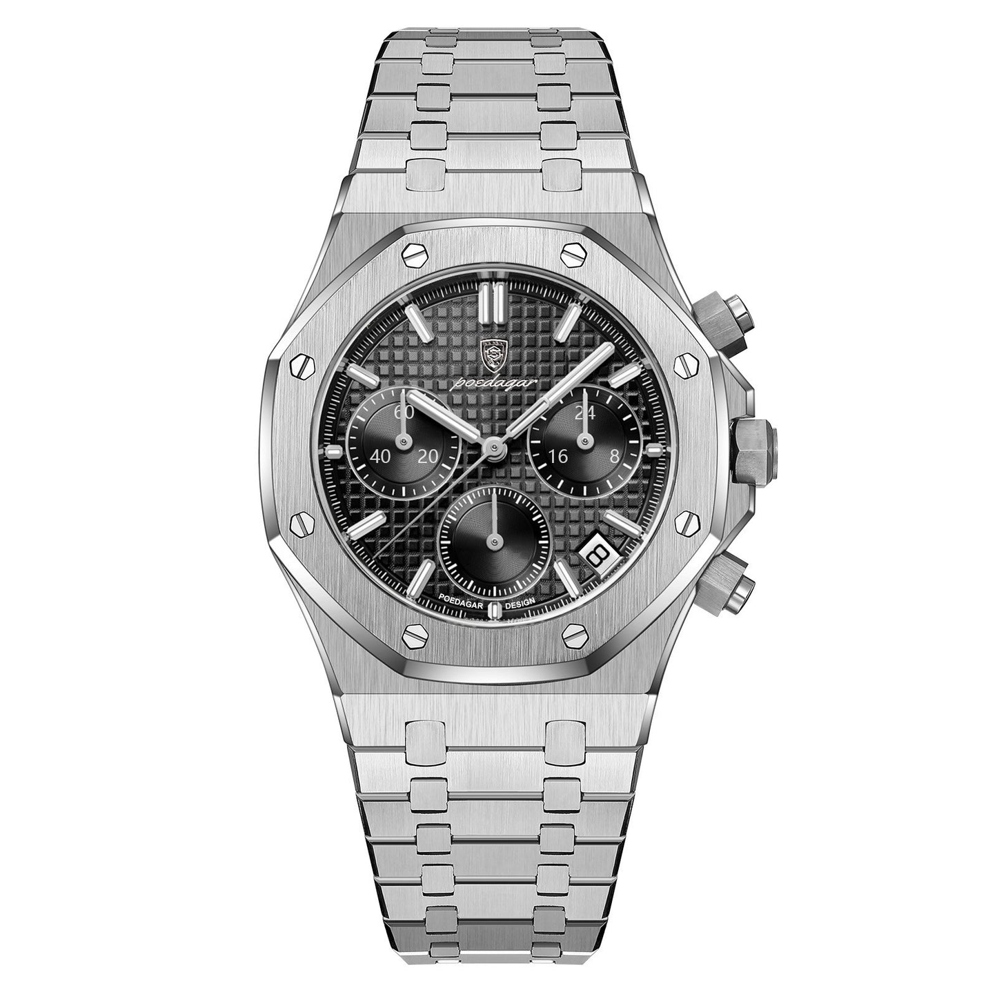 Men's Top End Classy Business Watch - Giftable Double Push Button Stainless Steel Chronograph ⌚️🎁