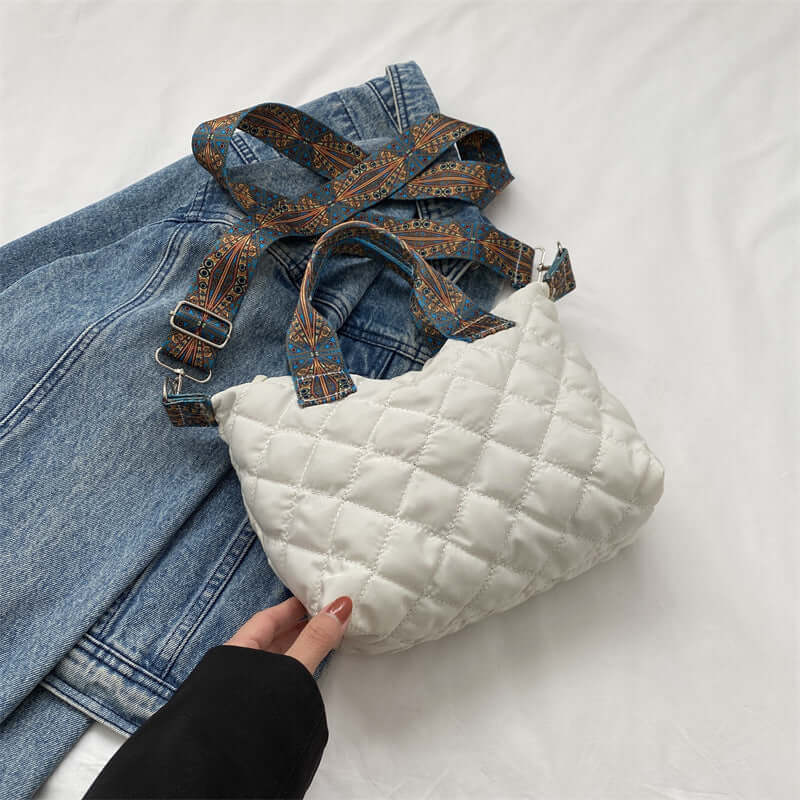 Quilted Casual Tote Bag-Handbag or Convert to Stylish Simple Crossbody Shoulder Bag 👜