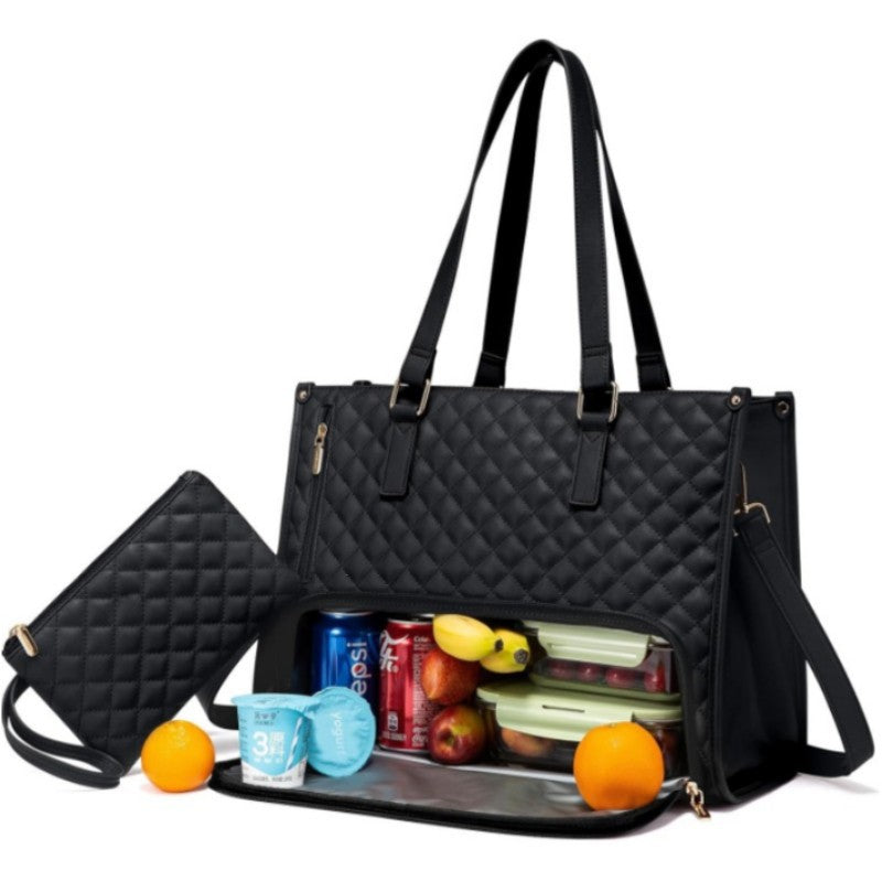 LARGE 2 Bags-in-1 Travel Tote - Laptop & Insulated Lunch Bag Ideal for Business, Nursing, Student & Daily Needs
