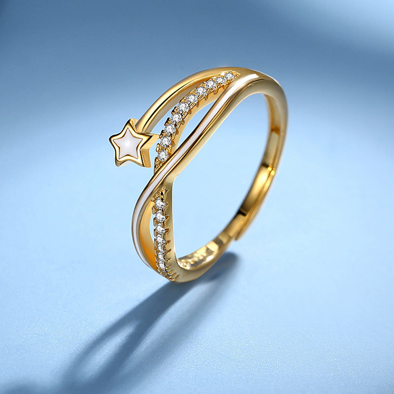 Women's Gorgeous Giftable Double-layered Star Ring 💝🌟 in White and Yellow Gold * Buy 2, Save More !