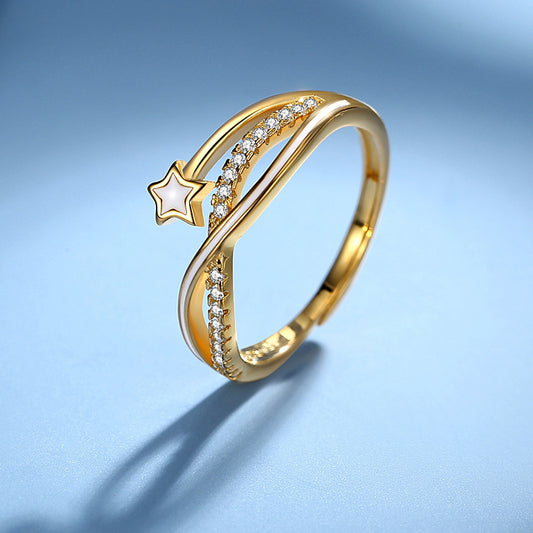 Women's Gorgeous Giftable Double-layered Star Ring 💝🌟 in White and Yellow Gold * Buy 2, Save More !