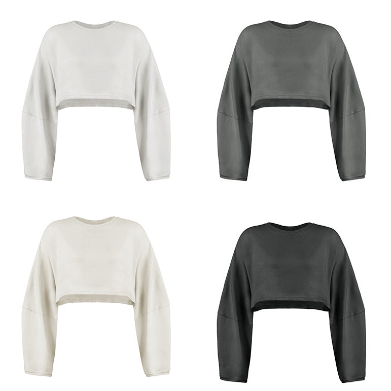 Women's SEXY HOT BUY 🔥 Mid-riff Cut Round Neck Sweatshirt -  Popular Sporty Fall Fashion, Grab 2 Colors at this Price while Supplies Last ! 🏃‍♂️🛍