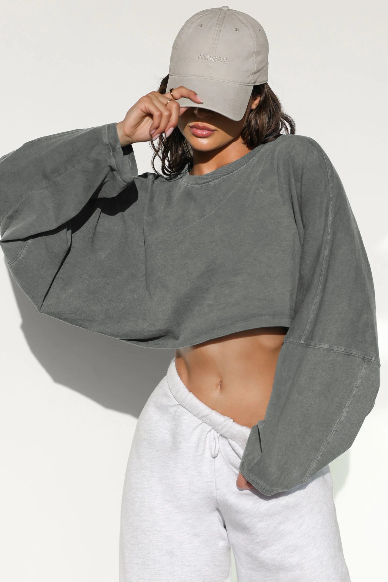 Women's SEXY HOT BUY 🔥 Mid-riff Cut Round Neck Sweatshirt -  Popular Sporty Fall Fashion, Grab 2 Colors at this Price while Supplies Last ! 🏃‍♂️🛍