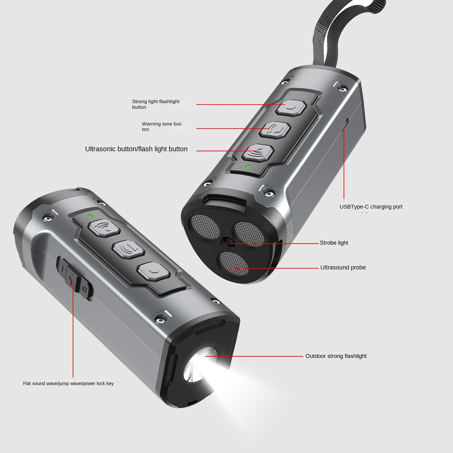 Ultrasonic Three-Head Dog Barking Repellent with Flashlight, Anti-Barking Device 🚫🦮