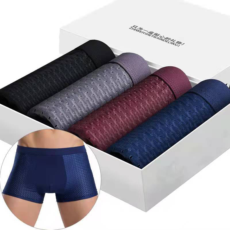 Men's 4-PACK Popular Ice Silk Underwear Boxer Briefs - Best Selling Breathable Air Mesh Comfort 🩳