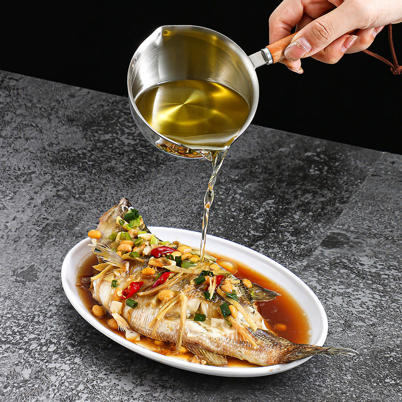 304 Stainless Steel Small Oil Splashing Pot - Modern & Minimalist Uncoated Three-layer Bottom