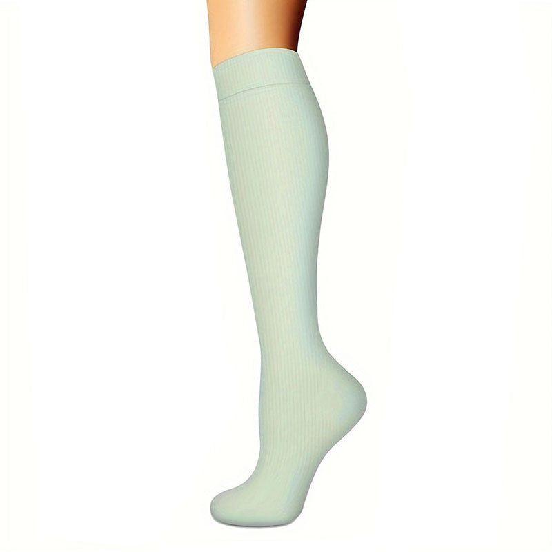 Women's Calf Length Compression Sports Socks - Anti-Slip, Sweat-absorbent, Solid & Polka Dots