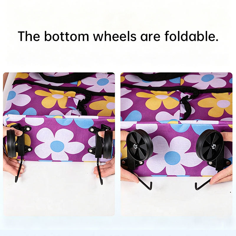 Portable Foldable Shopping Cart with Wheels - Clever Backpack Style Travel Trolley for Groceries & Storage