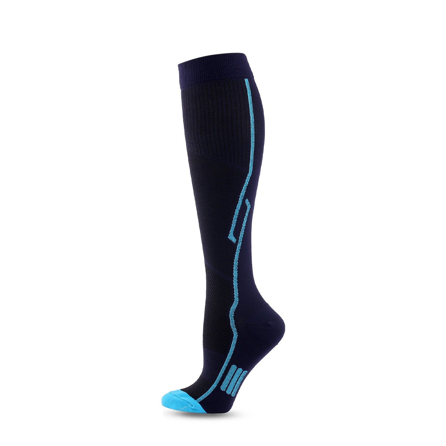 Sporty Nylon Professional Athletic Compression Socks - Breathable Sweat Absorbing Knee Length