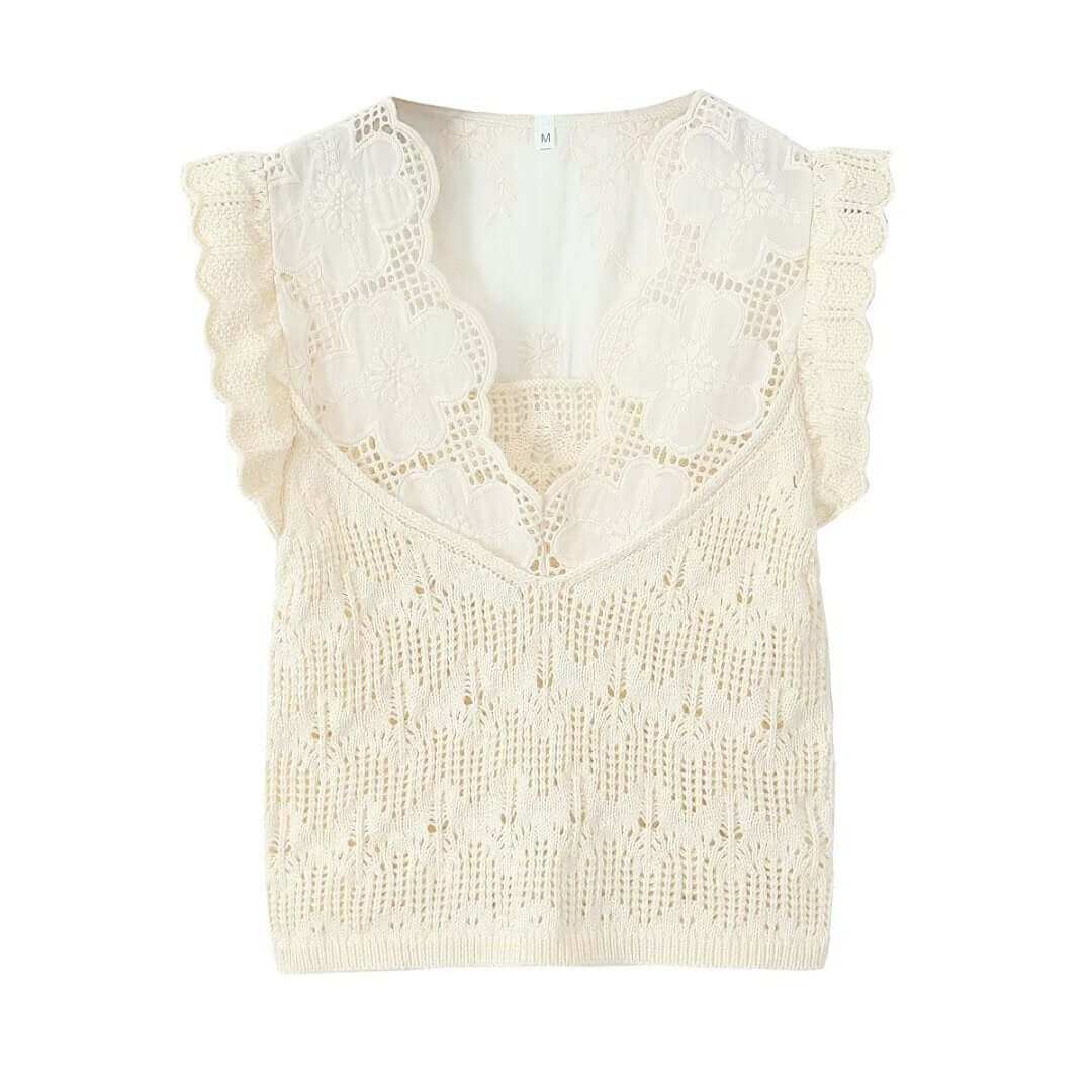 Women's Gorgeous Chic Casual Top - Breathable Decorative Stitch Temperament V-neck Flying Sleeves