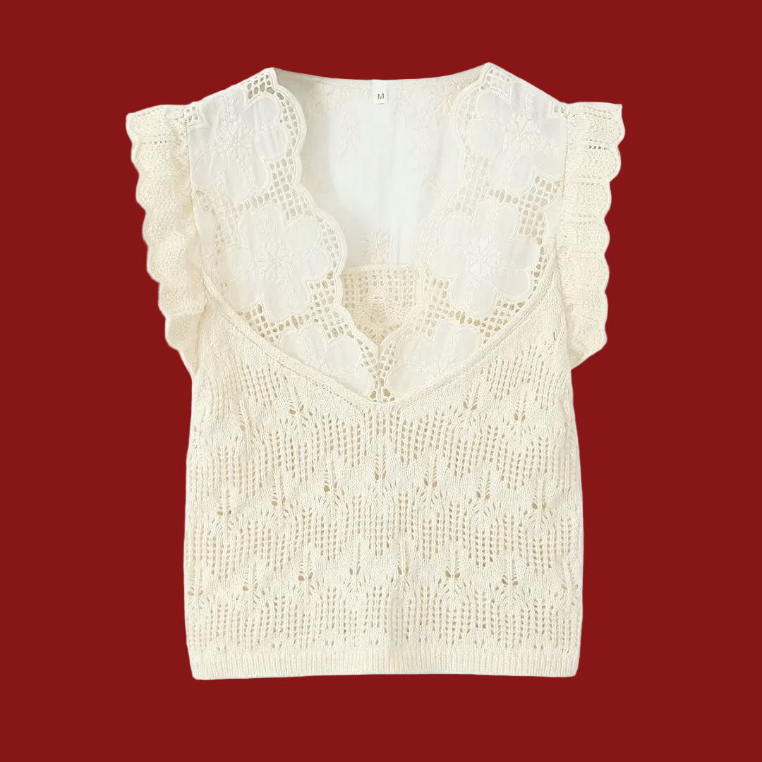 Women's Gorgeous Chic Casual Top - Breathable Decorative Stitch Temperament V-neck Flying Sleeves
