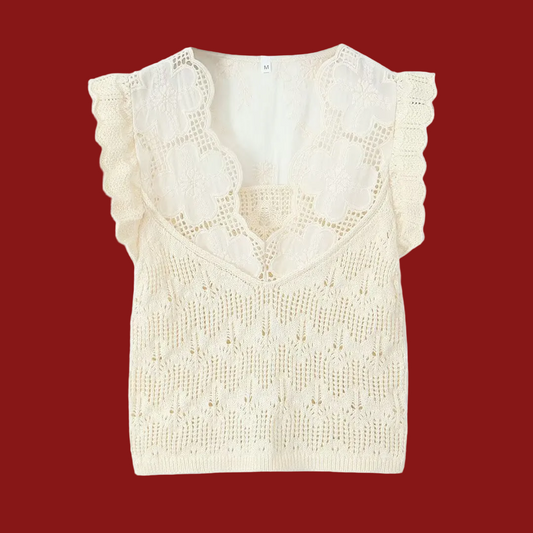 Women's Gorgeous Chic Casual Top - Breathable Decorative Stitch Temperament V-neck Flying Sleeves