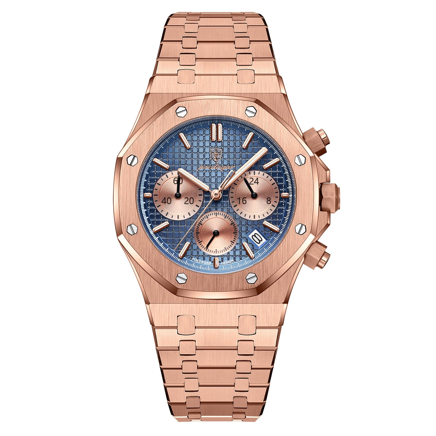 Men's Top End Classy Business Watch - Giftable Double Push Button Stainless Steel Chronograph ⌚️🎁