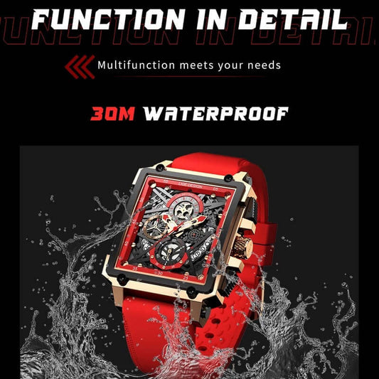Lige Beautiful CLASSIC Men's Watch 😎 Square Multifunction Chronograph 30M Waterproof Watch