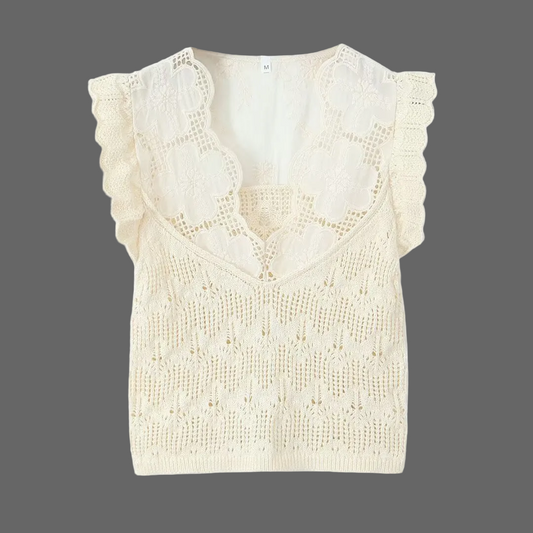 Women's Gorgeous Chic Casual Top - Breathable Decorative Stitch Temperament V-neck Flying Sleeves