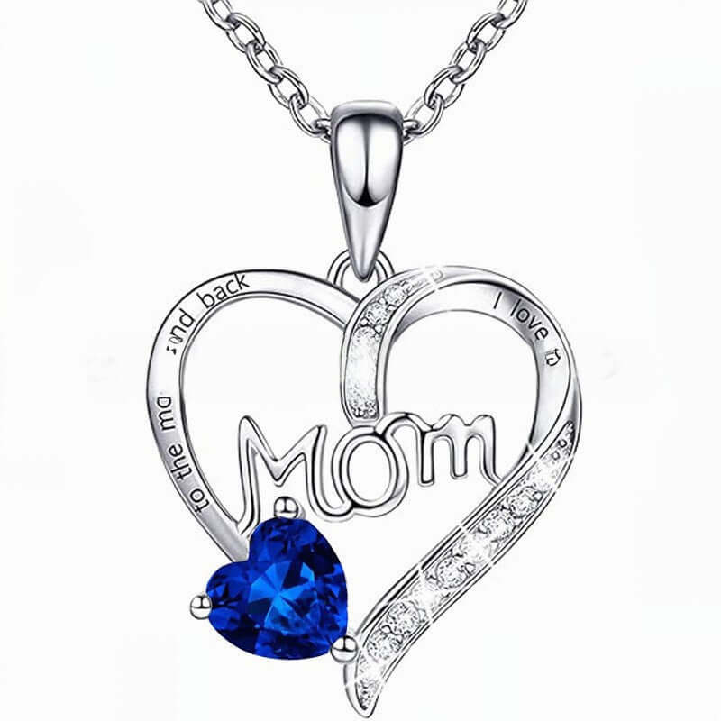 Gorgeous GIFTABLE Colored Stone Options 'MOM' Necklace - Love Heart-shaped Engraved Rhinestone 💝
