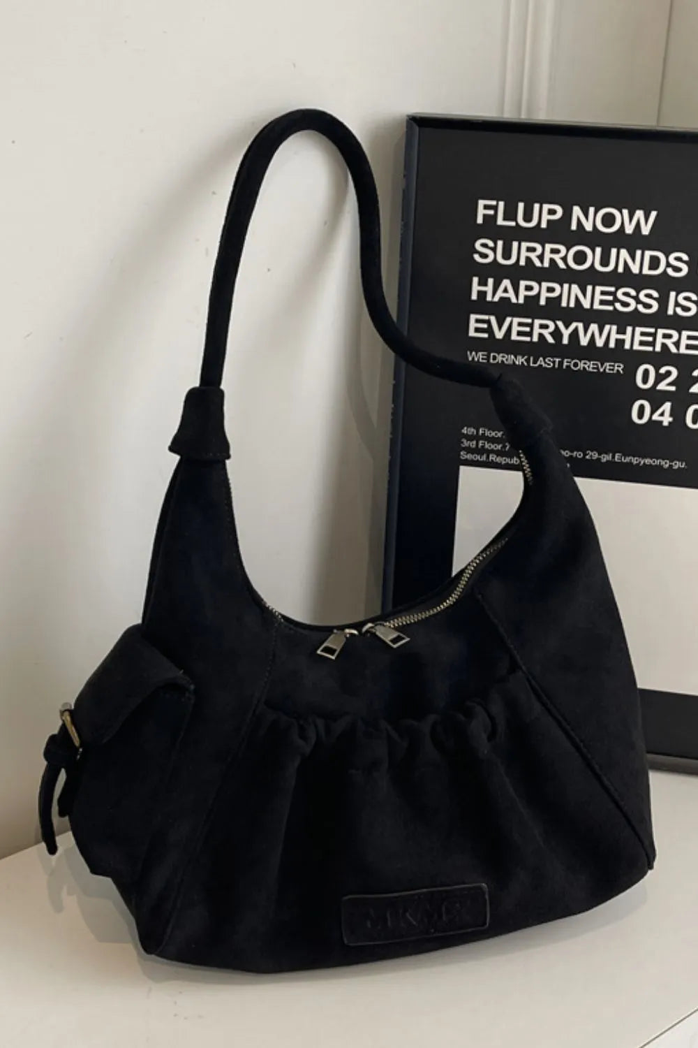 Women's Fashion Premium Ruched Suede Zipper Handbag in Four Gorgeous Trending Colors 🤩