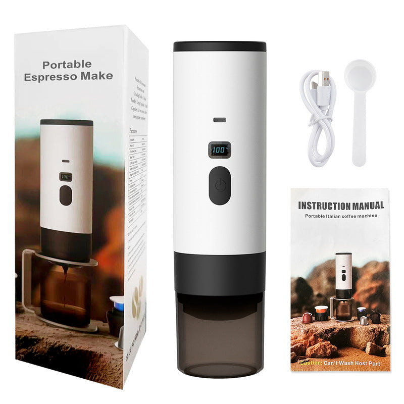Portable Charging Wireless 3-in-1 Espresso Maker Kit - Stainless Steel 7800mAh, Car/Work/Home/Camping