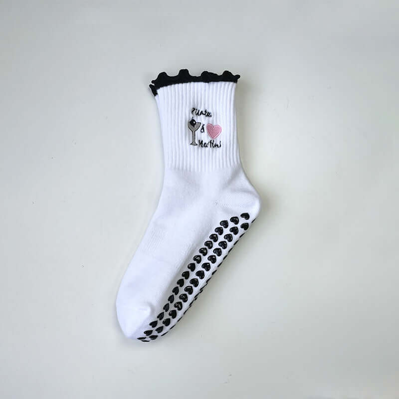 Hip Fun Graphics White Cotton Yoga Socks 🧘‍♀️🧦 for Women